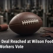 Fostoria News Workers at Wilson Football Factory vote on tentative deal in Fostoria, Ohio.